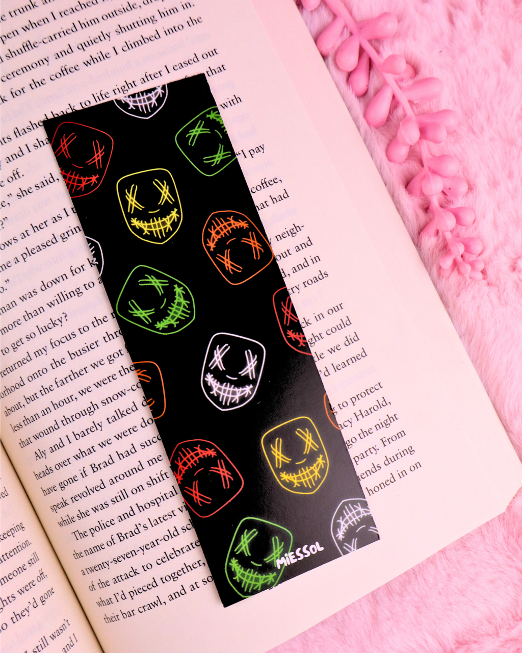 Neon Masked Men Bookmark for Dark Romance Readers
