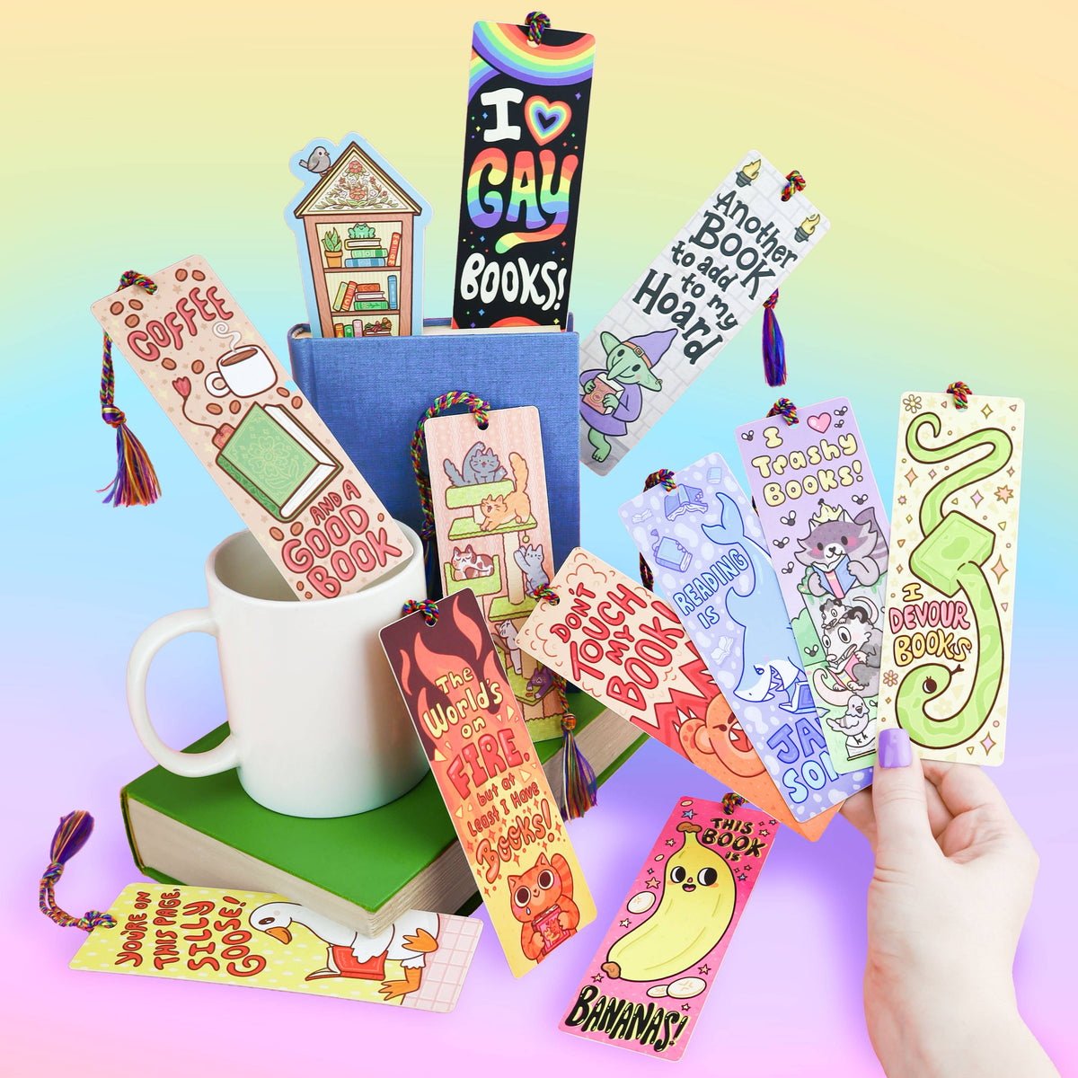 Book Hoarder Goblin, Fantasy, Bookish, Bookmark with Tassel