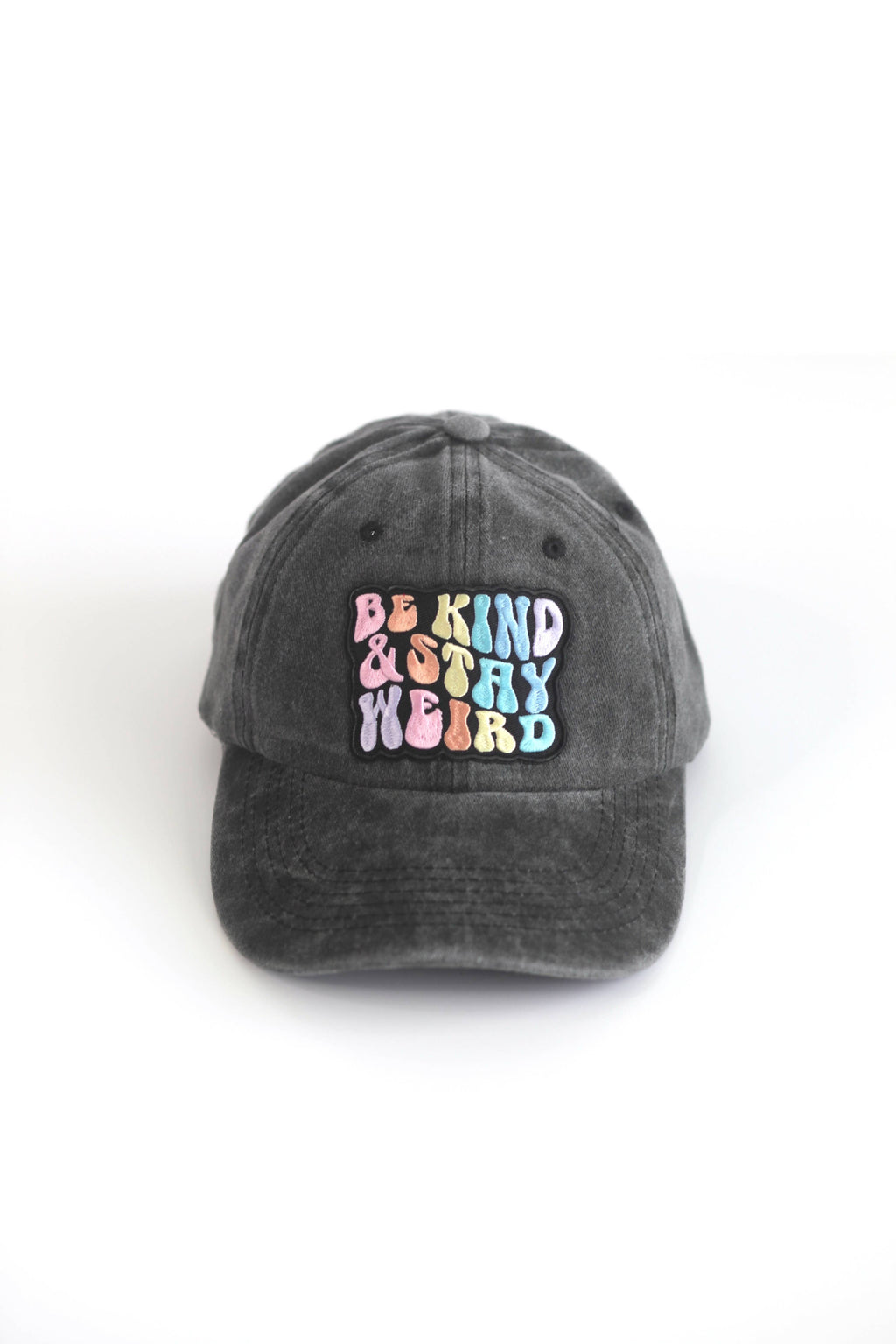 Be Kind and Stay Weird pastel rainbow Patch Baseball hat