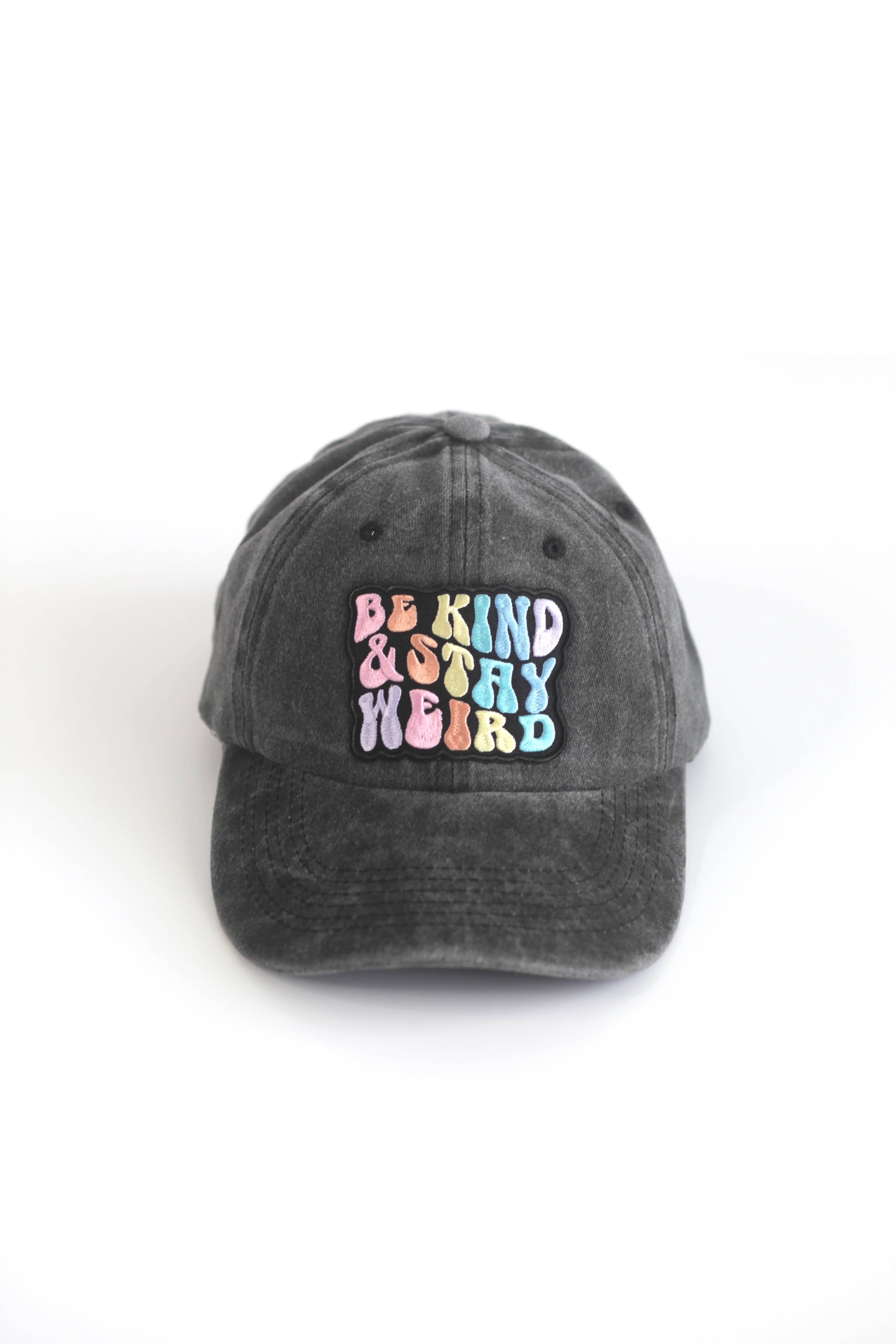 Be Kind and Stay Weird pastel rainbow Patch Baseball hat
