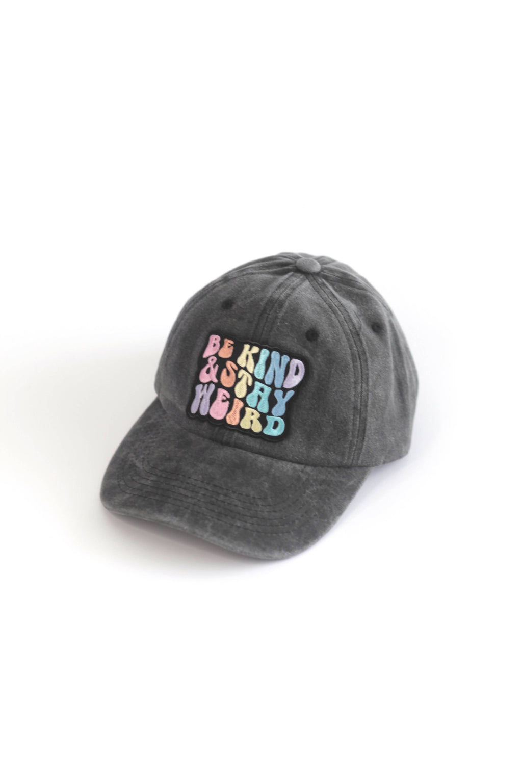 Be Kind and Stay Weird pastel rainbow Patch Baseball hat