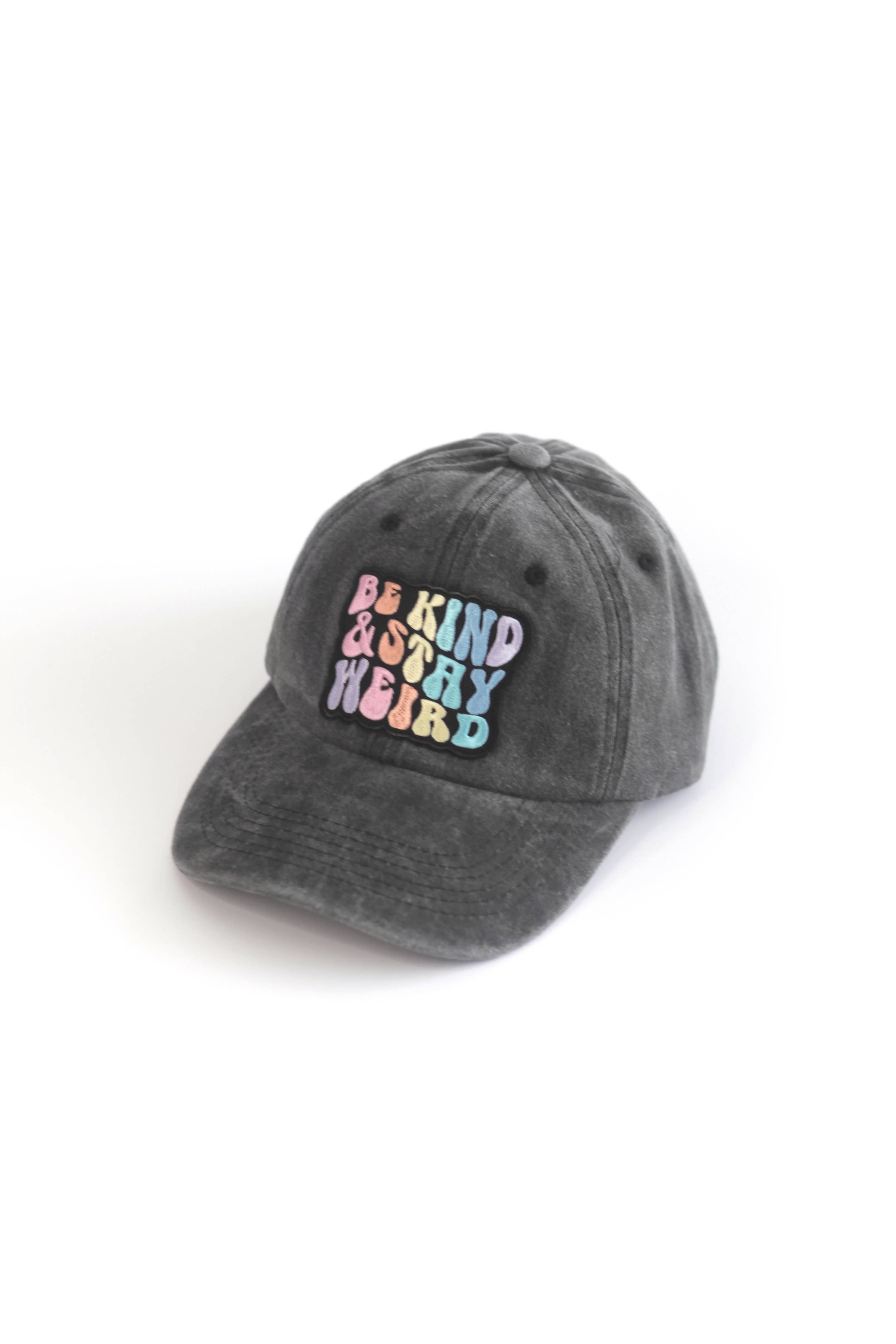 Be Kind and Stay Weird pastel rainbow Patch Baseball hat