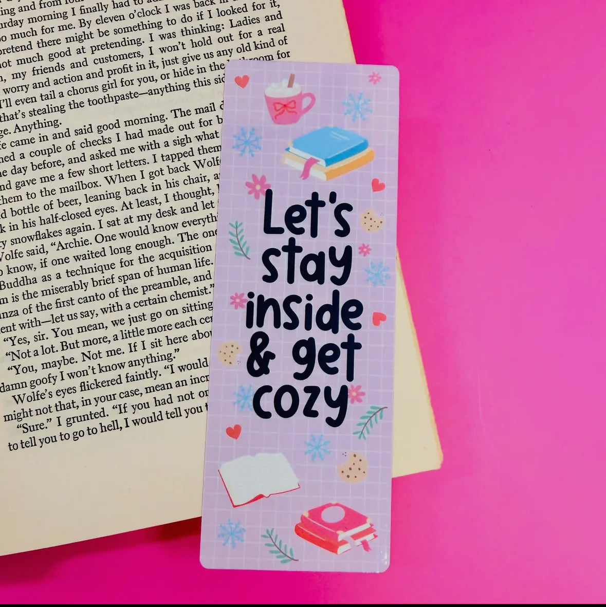 Let’s Stay Inside + Get Cozy Bookmark