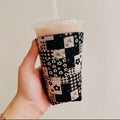 Black + White Quilted Pattern Iced Coffee Sleeve