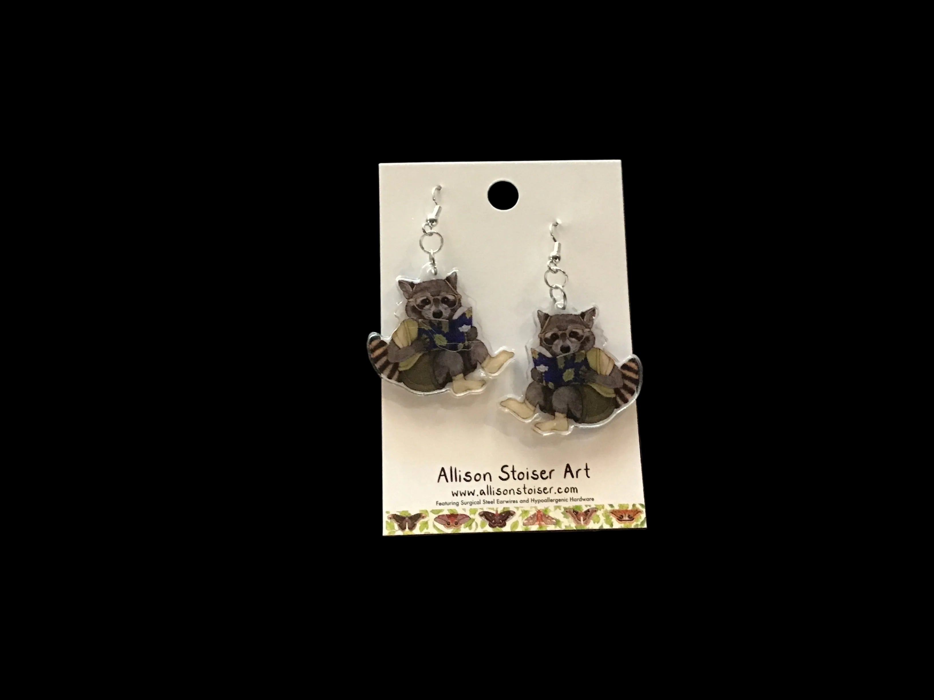 Raccoon Reading Earrings