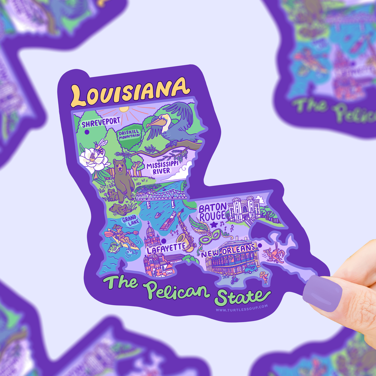 Louisiana Map Pelican State New Orleans Decal Vinyl Sticker