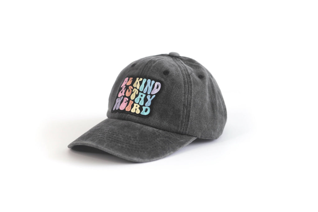 Be Kind and Stay Weird pastel rainbow Patch Baseball hat