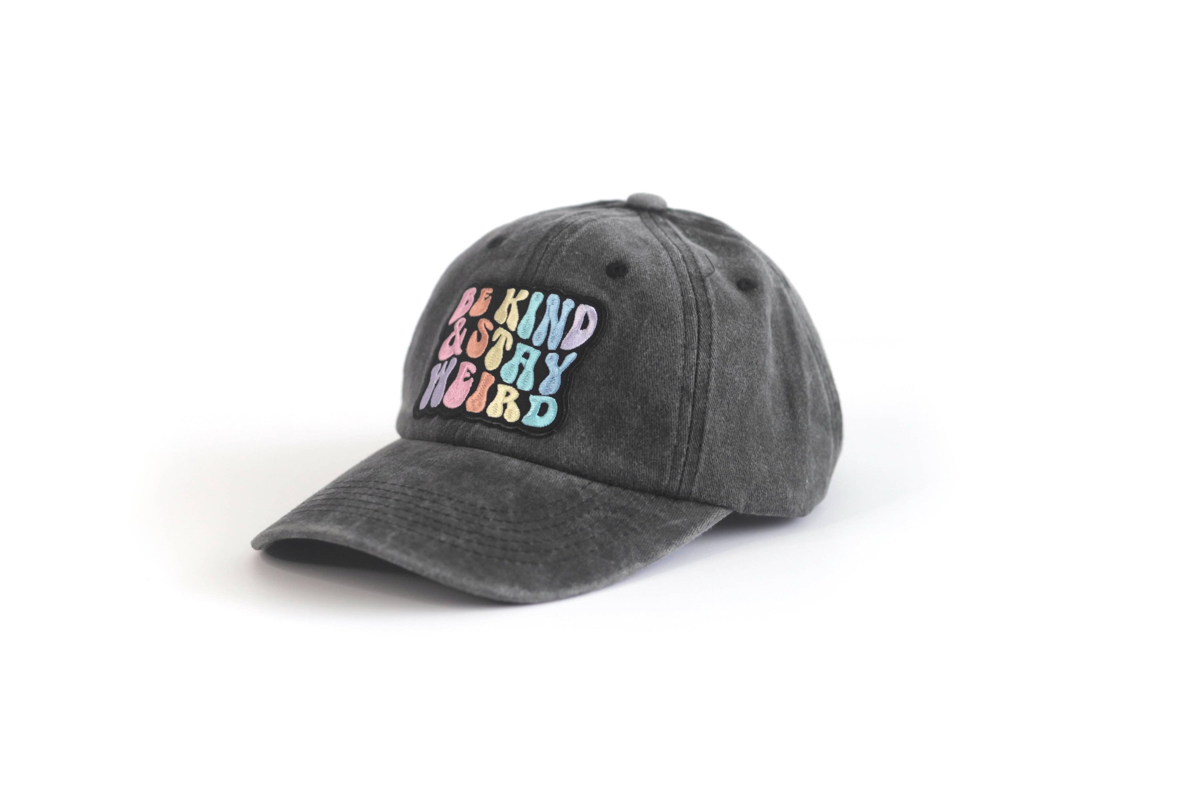 Be Kind and Stay Weird pastel rainbow Patch Baseball hat