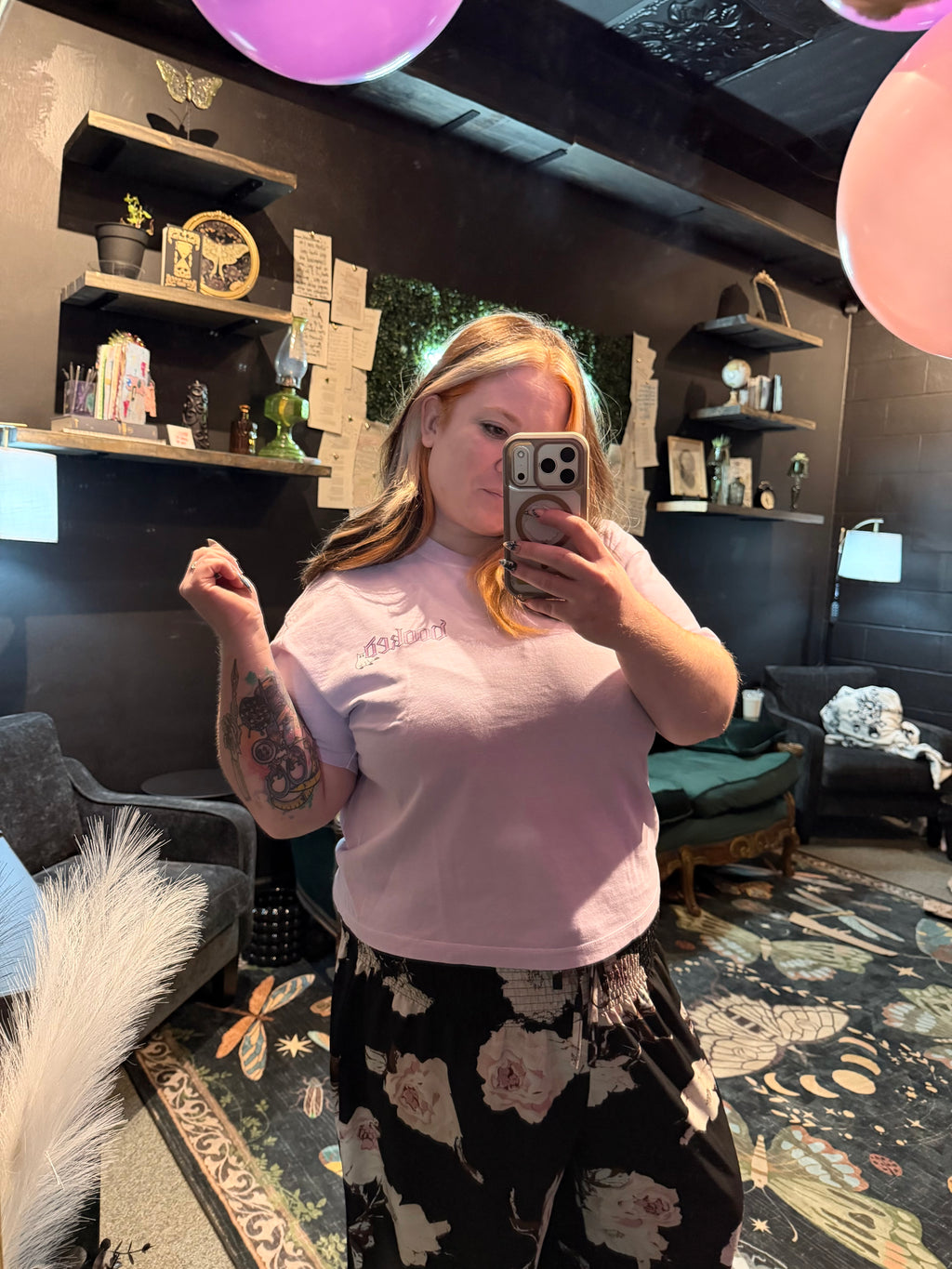 Orchid Booked Cat Croptop Shirt
