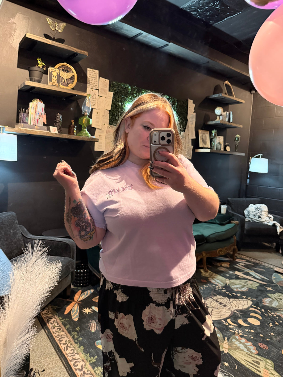 Orchid Booked Cat Croptop Shirt