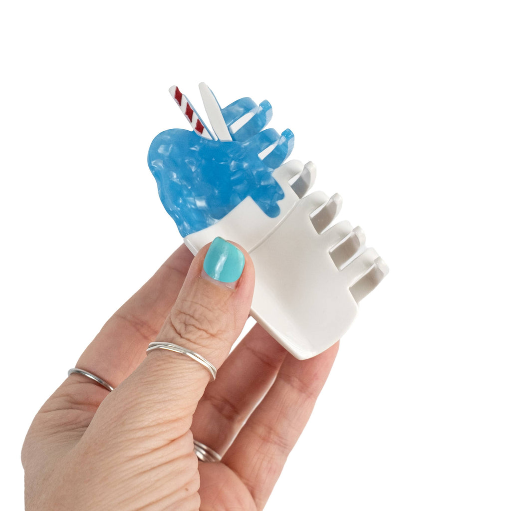 Blue Snowball Hair Claw Clip - Louisiana Sno-Ball Clip