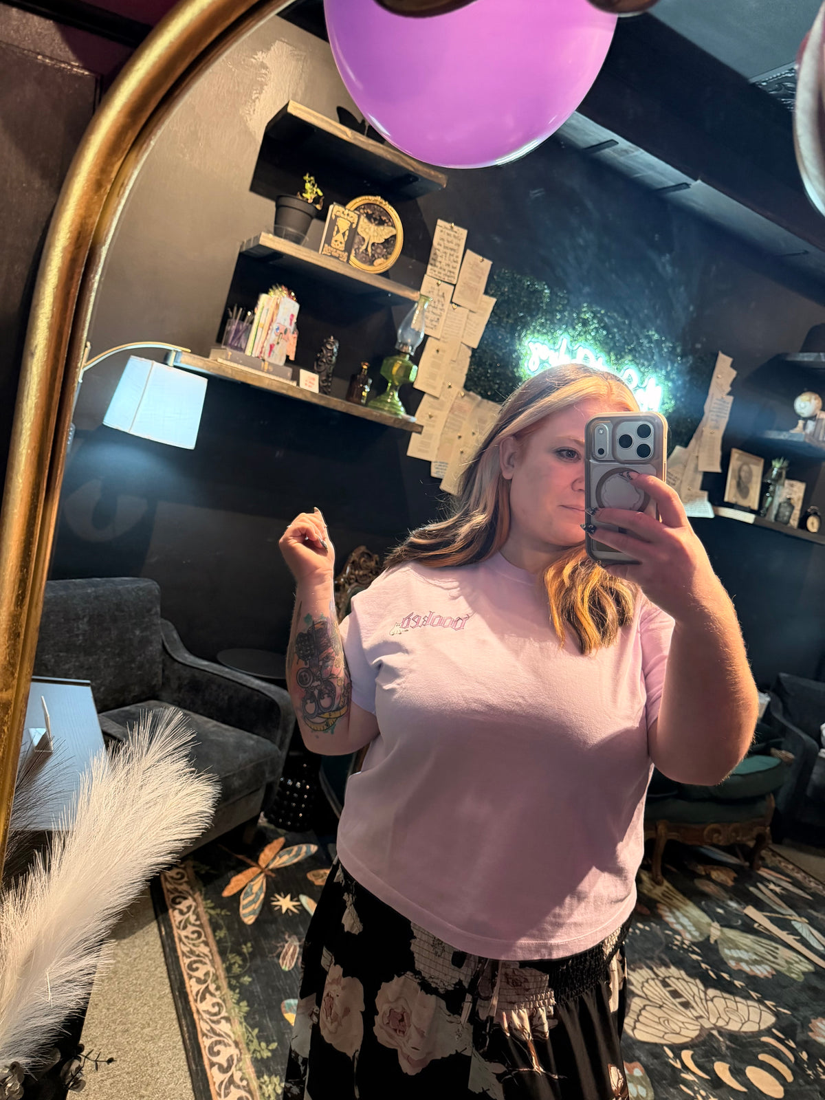 Orchid Booked Cat Croptop Shirt