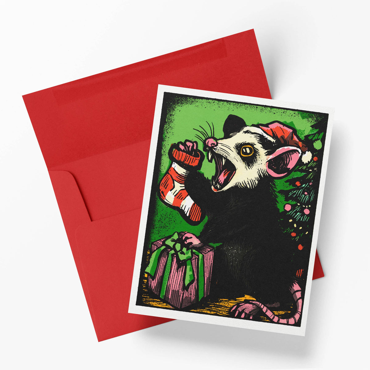 Seasons Screechings – Funny Christmas Possum Notecard
