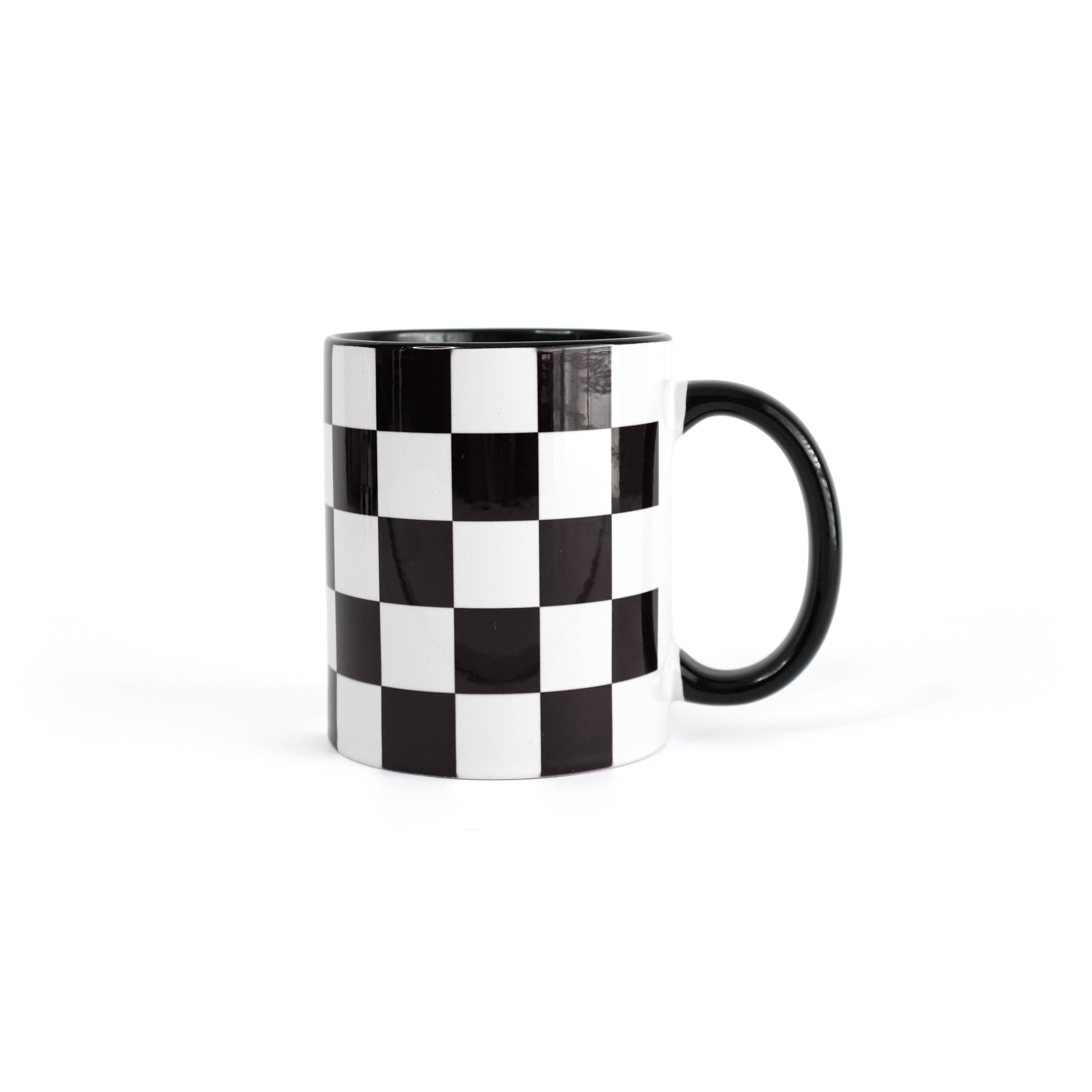 Be Kind & Stay Weird Rainbow Checkered Ceramic Mug