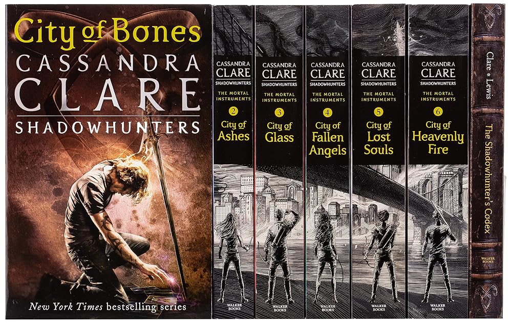 Cassandra Clare The Mortal Instruments: A Shadowhunters Collection 7 Books Set (Bones, Ashes, Glass, Fallen Angels, Lost Souls, Heavenly Fire + The Shadowhunter's Codex) cover image