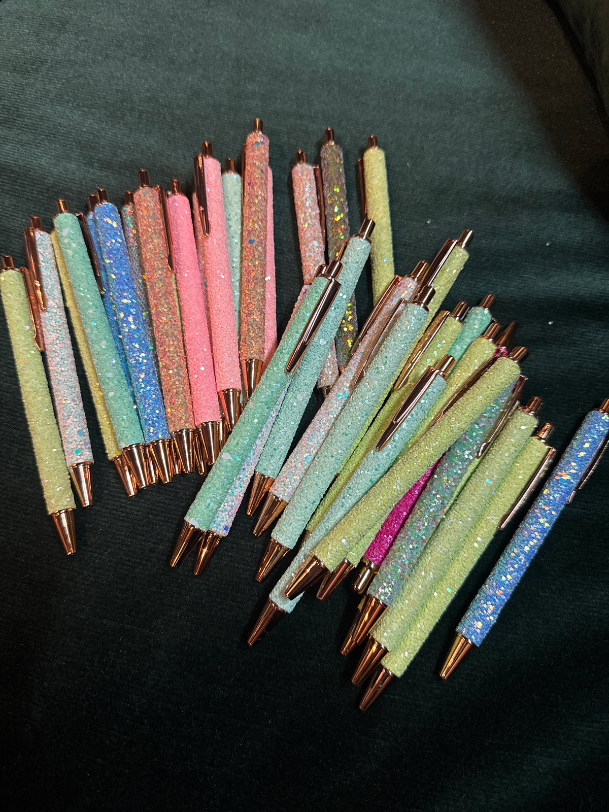 Textured Glitter Black Ink Ballpoint Pens