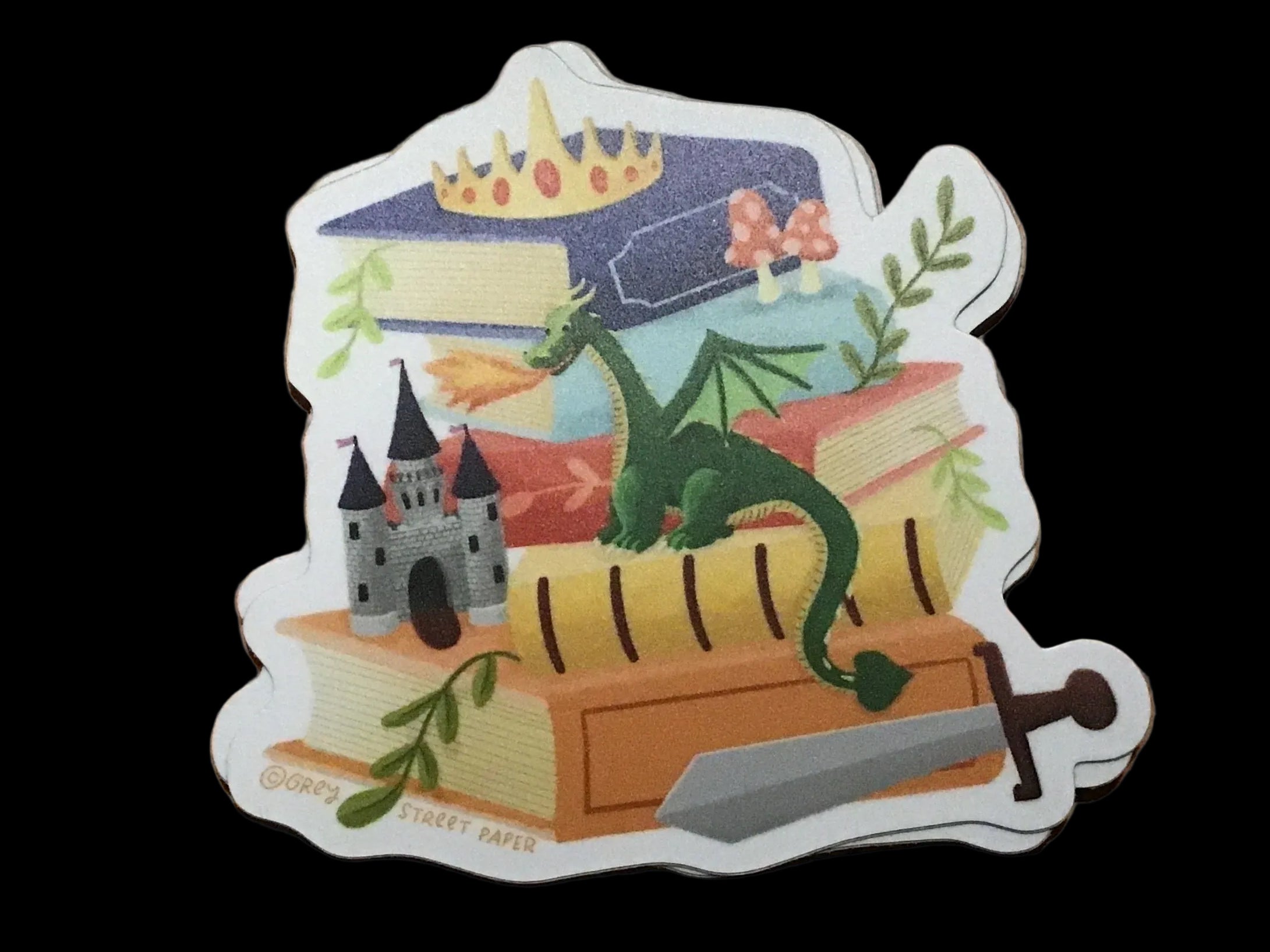 Adventure Fantasy Book Stack Vinyl Sticker