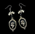 Gothic Bow + Rose Earrings