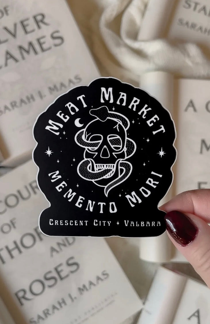 Meat Market Crescent City Waterproof Sticker | Black | Crescent City | SJM | 3"x2.6"