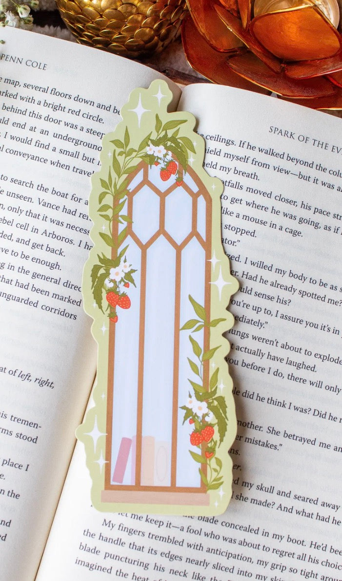 Meaggie Moos Strawberry Arched Window Die-Cut Bookmark