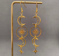 Golden Hollow Moon Star Dangle
Earrings