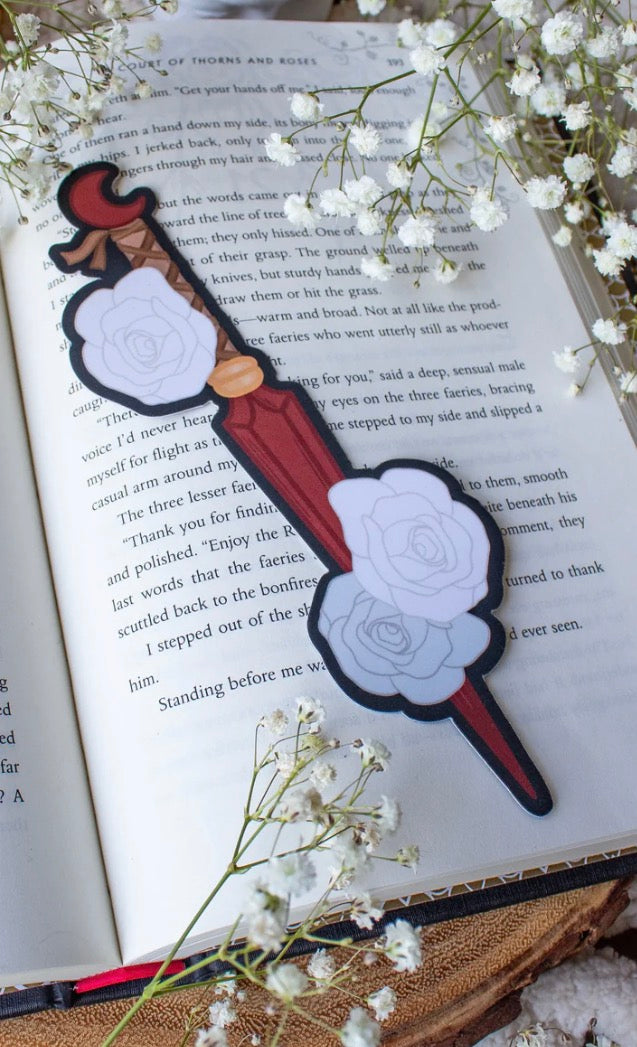 Meaggie Moos Red Floral Dagger Bookmark
