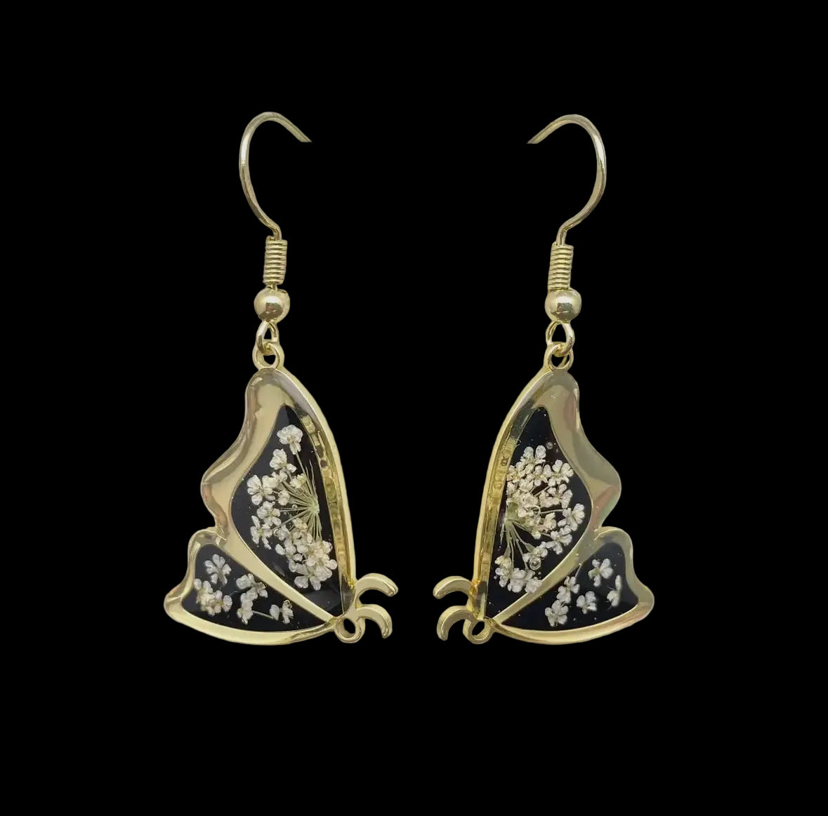 Pressed Flower Butterfly Earrings
