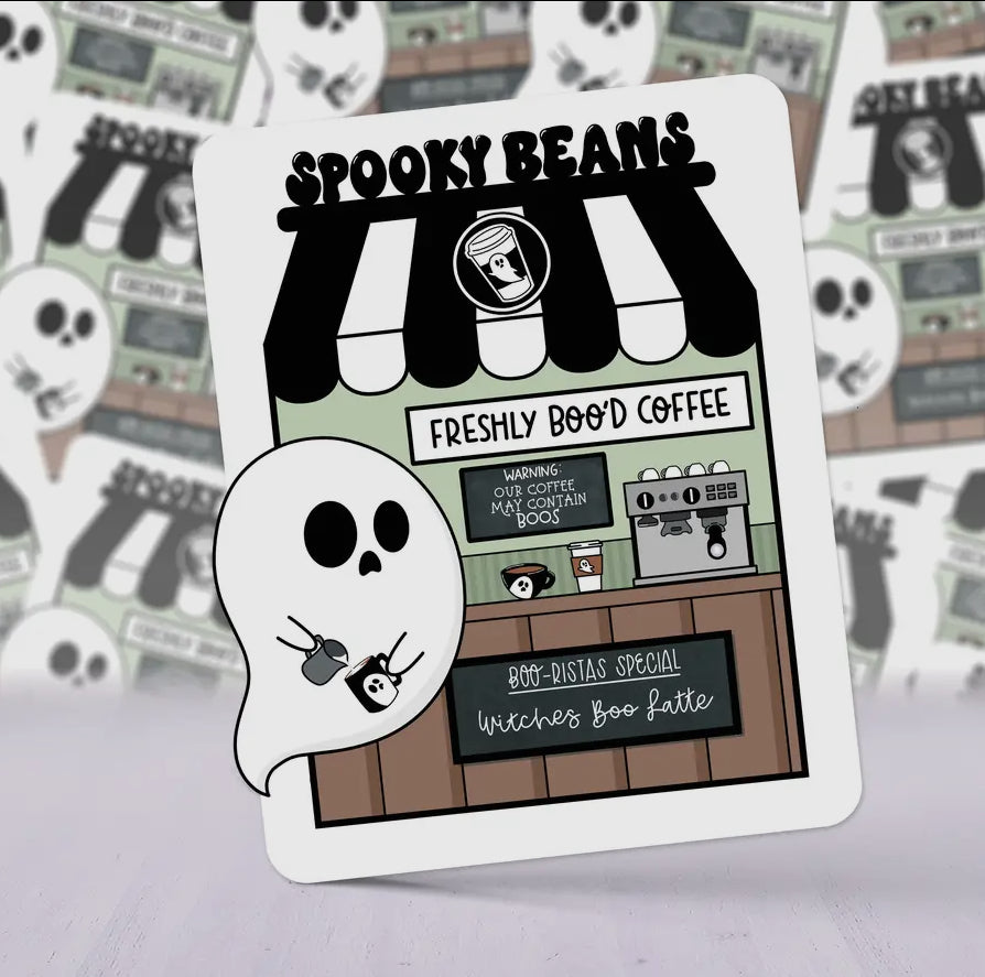 Spooky Beans Freshly Bood Coffee Sticker