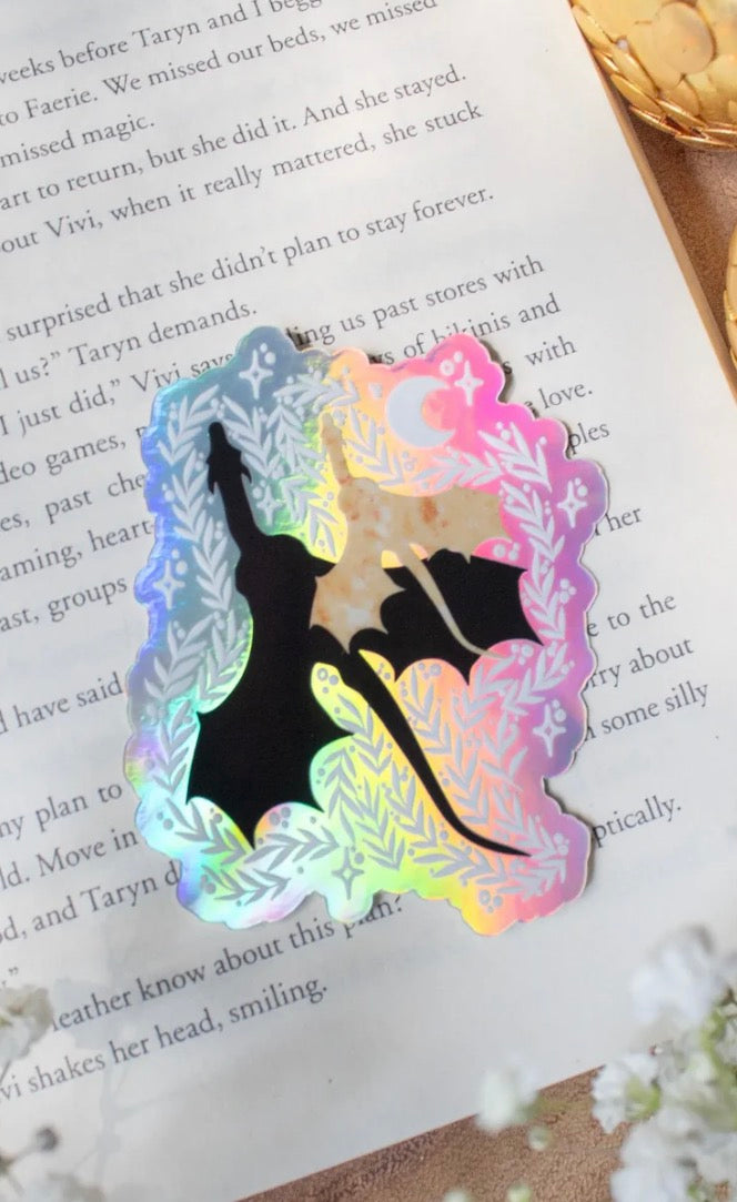 Meaggie Moos Fourth Wing | Holographic Tairn and Andarna Dragon Waterproof Sticker