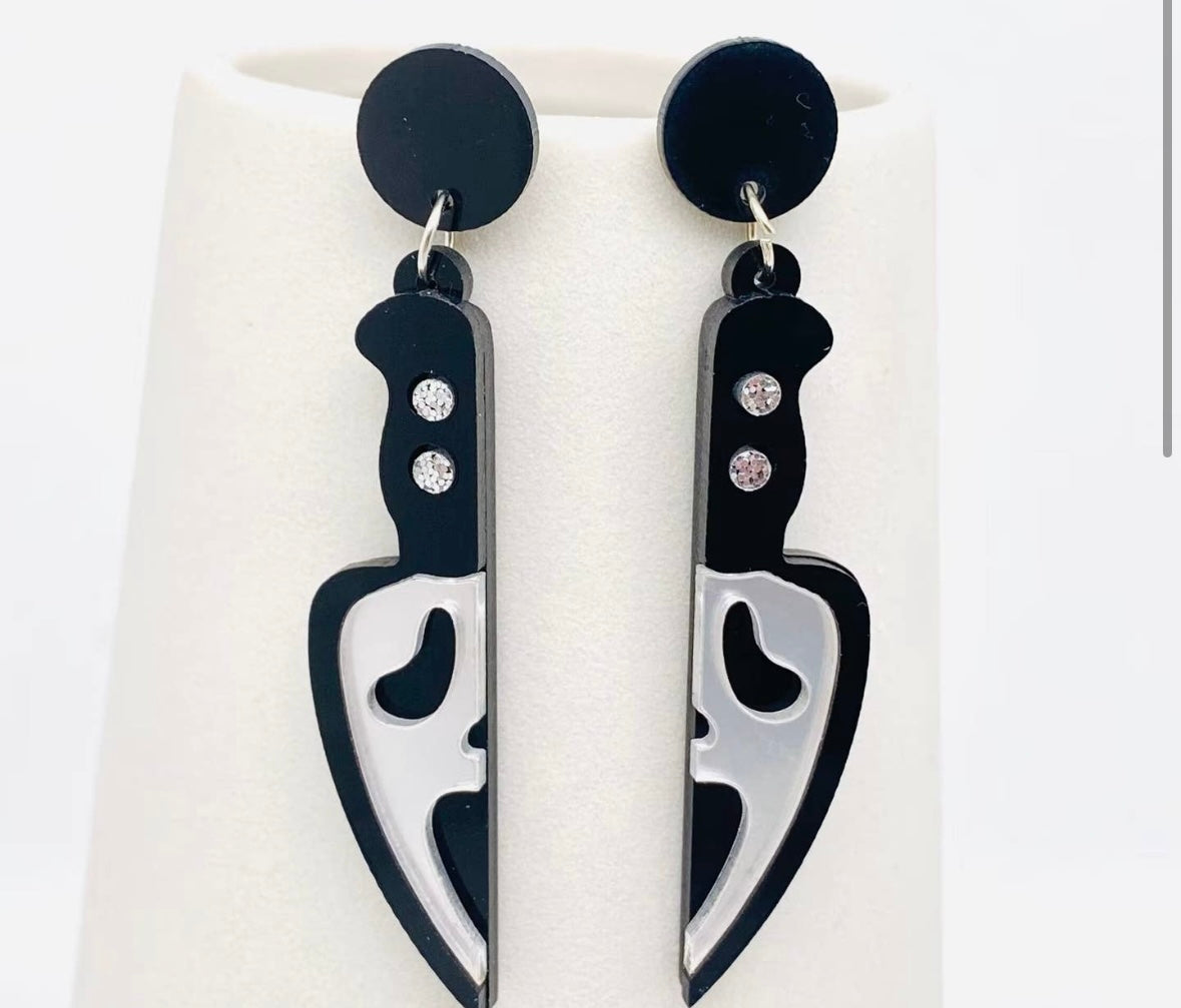 Halloween Acrylic Horror Skull Knife
Shape Post Earrings