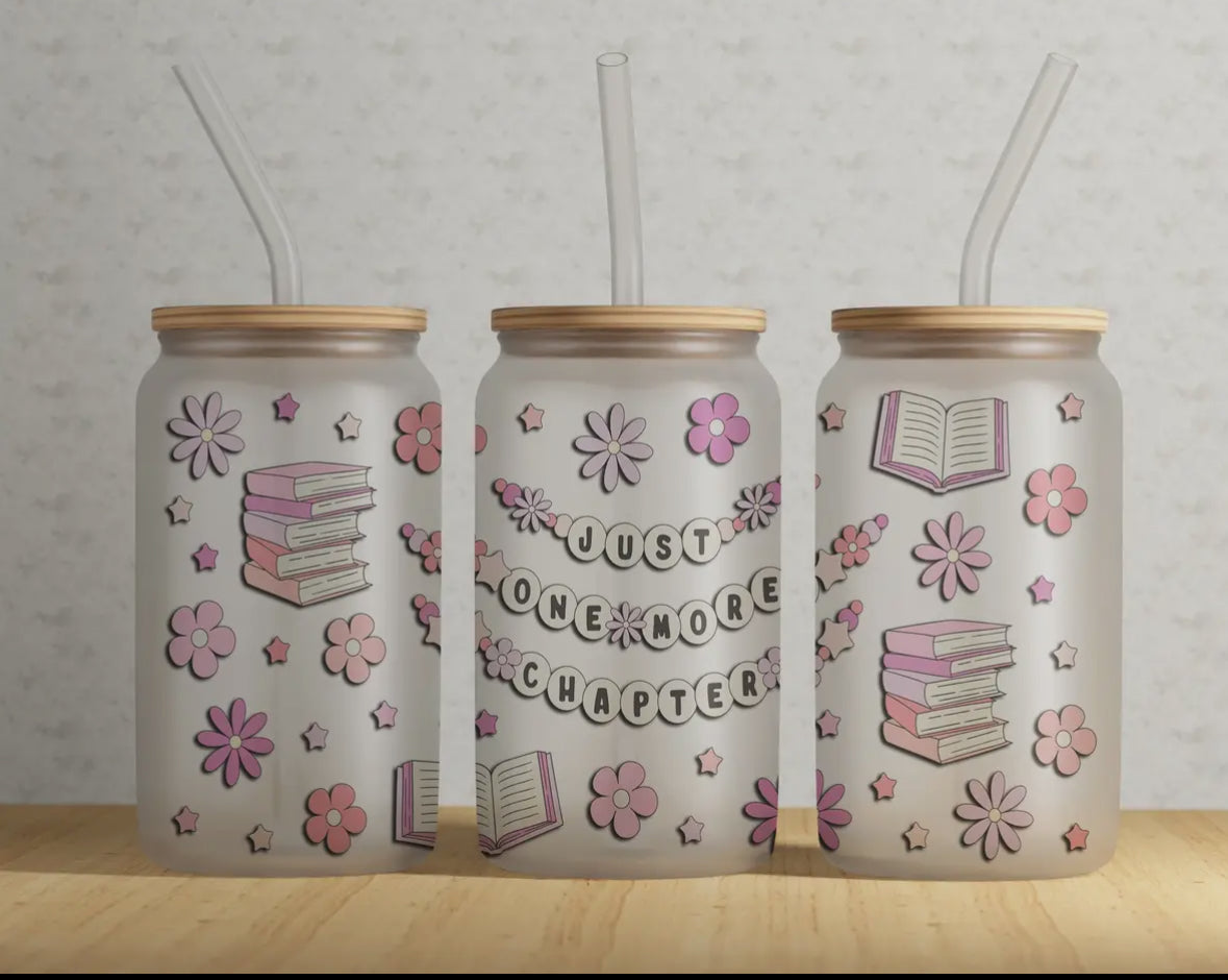 Just One More Chapter Frosted Glass Cup