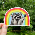 Rainbow Raccoon Weatherproof Vinyl Sticker