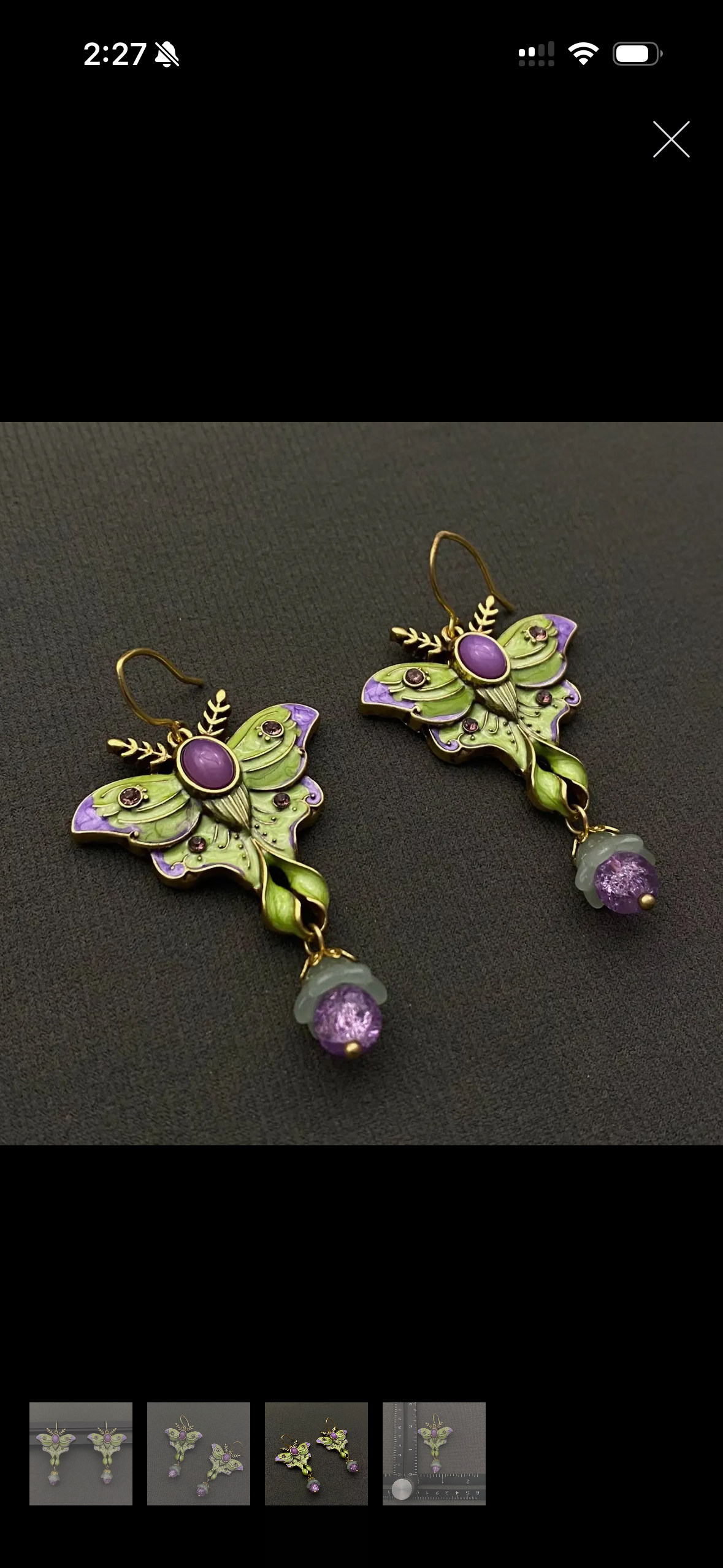 Vintage Green Enamel Moth
Dangle Earrings