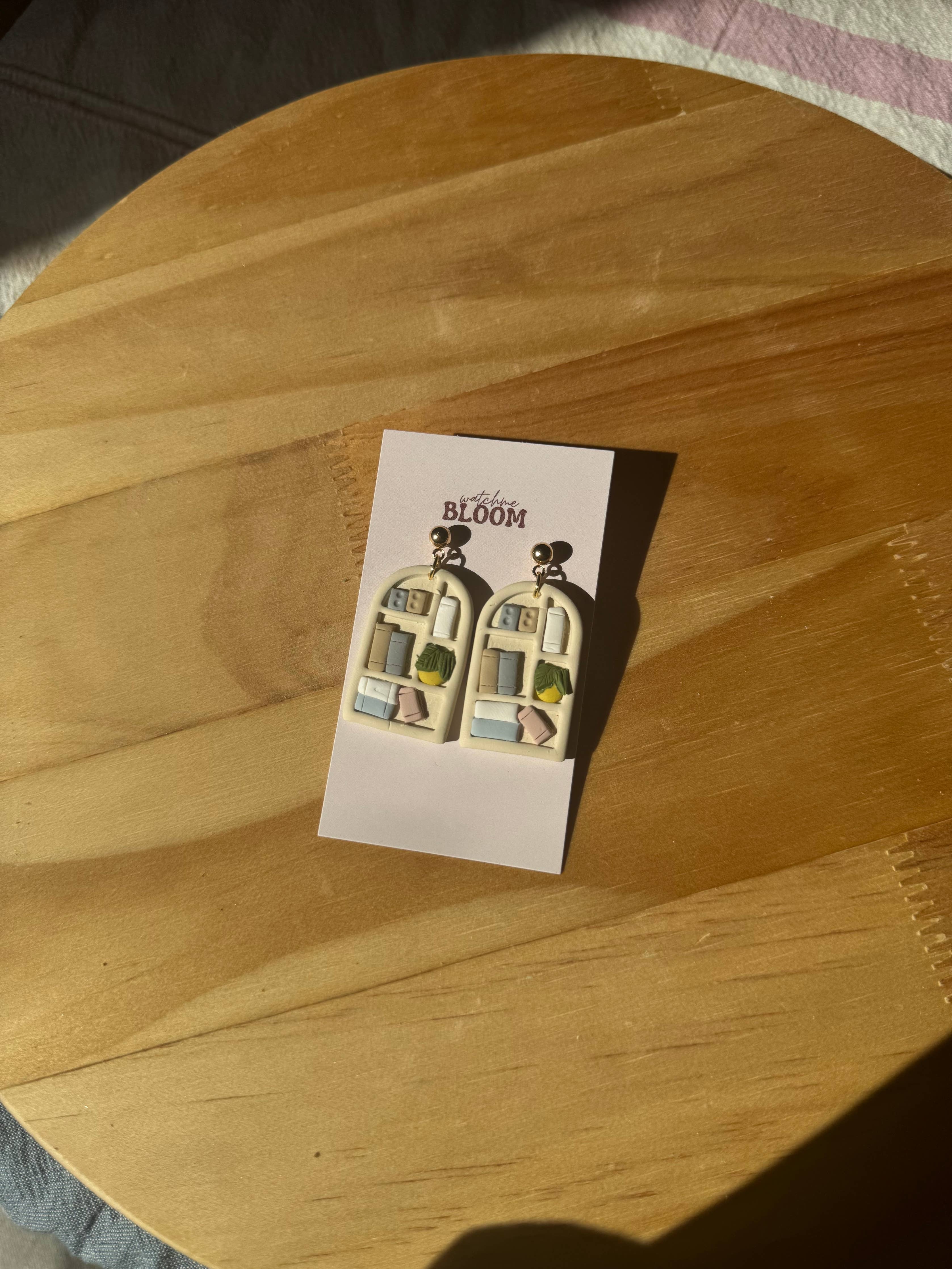 Polymer Clay Bookshelf Earrings | Bookish | Book Earrings