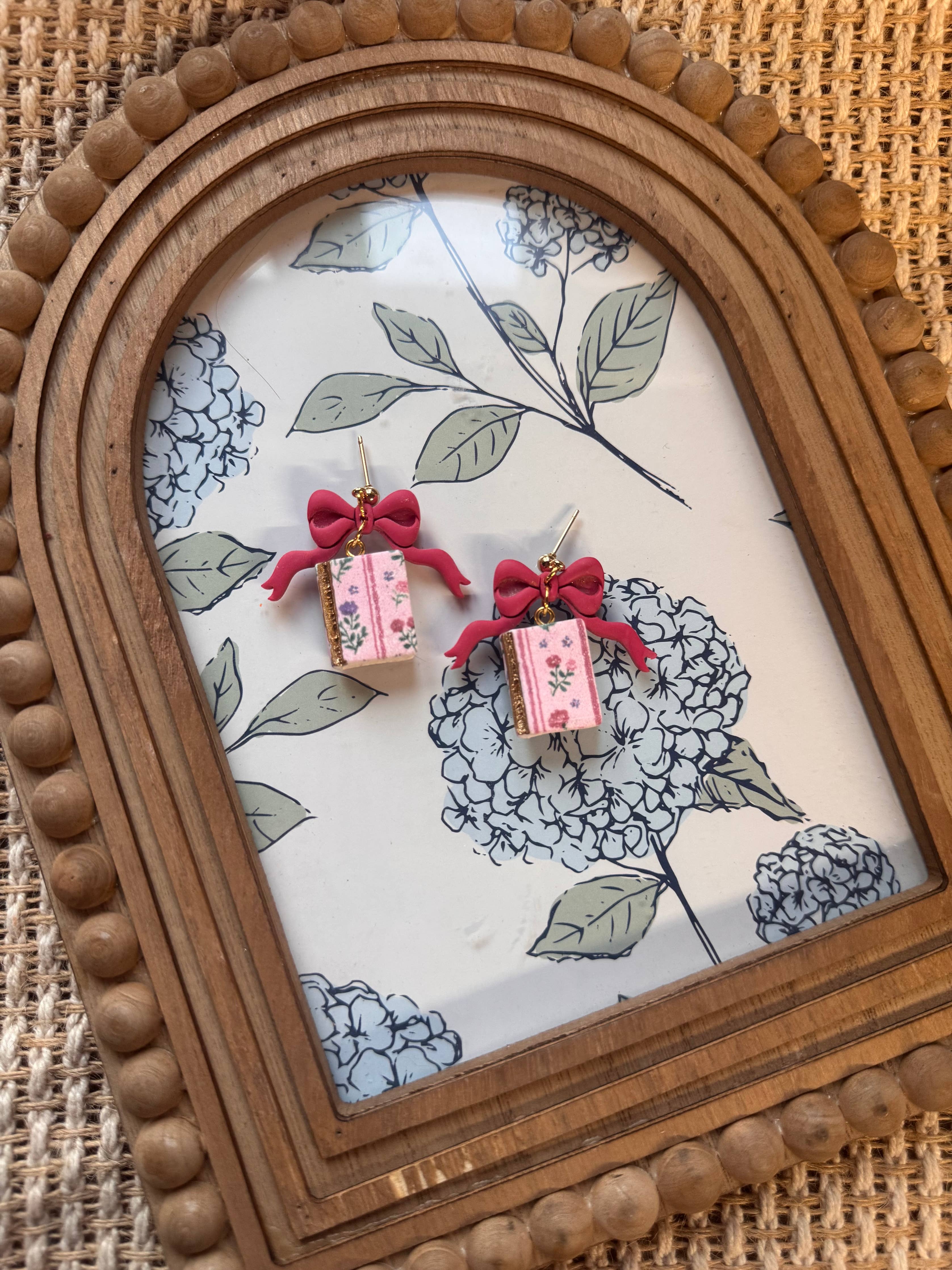 Pink Books with Bows | Handmade Polymer Clay Earrings