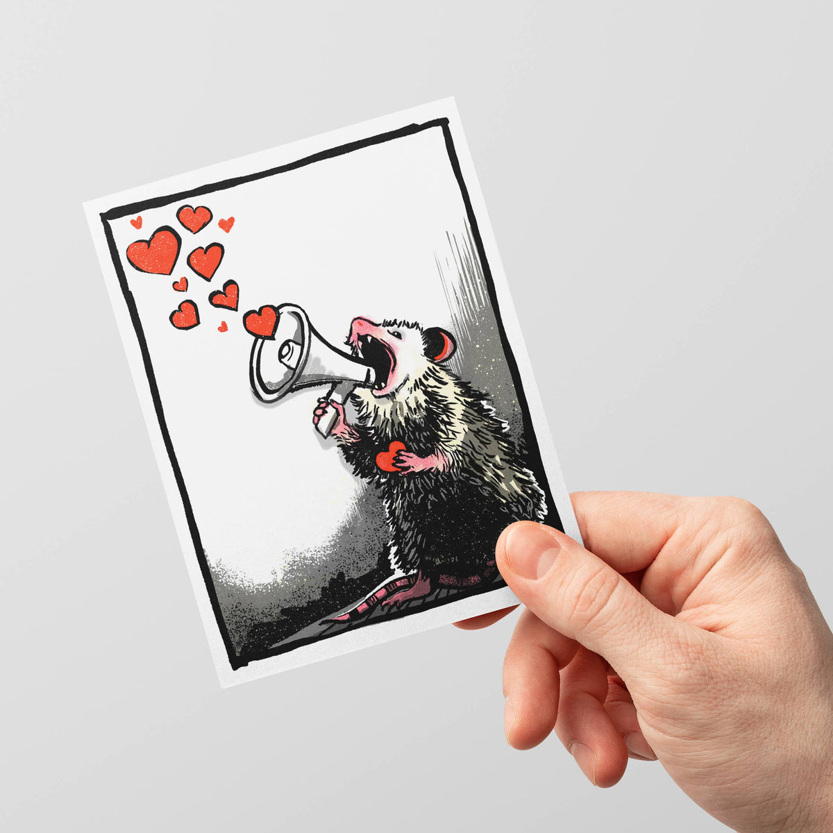 My Love is Loud – Screaming Opossum Valentine Card