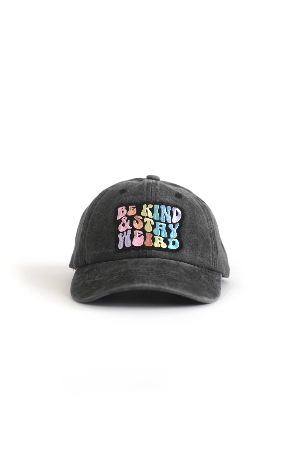 Be Kind and Stay Weird pastel rainbow Patch Baseball hat