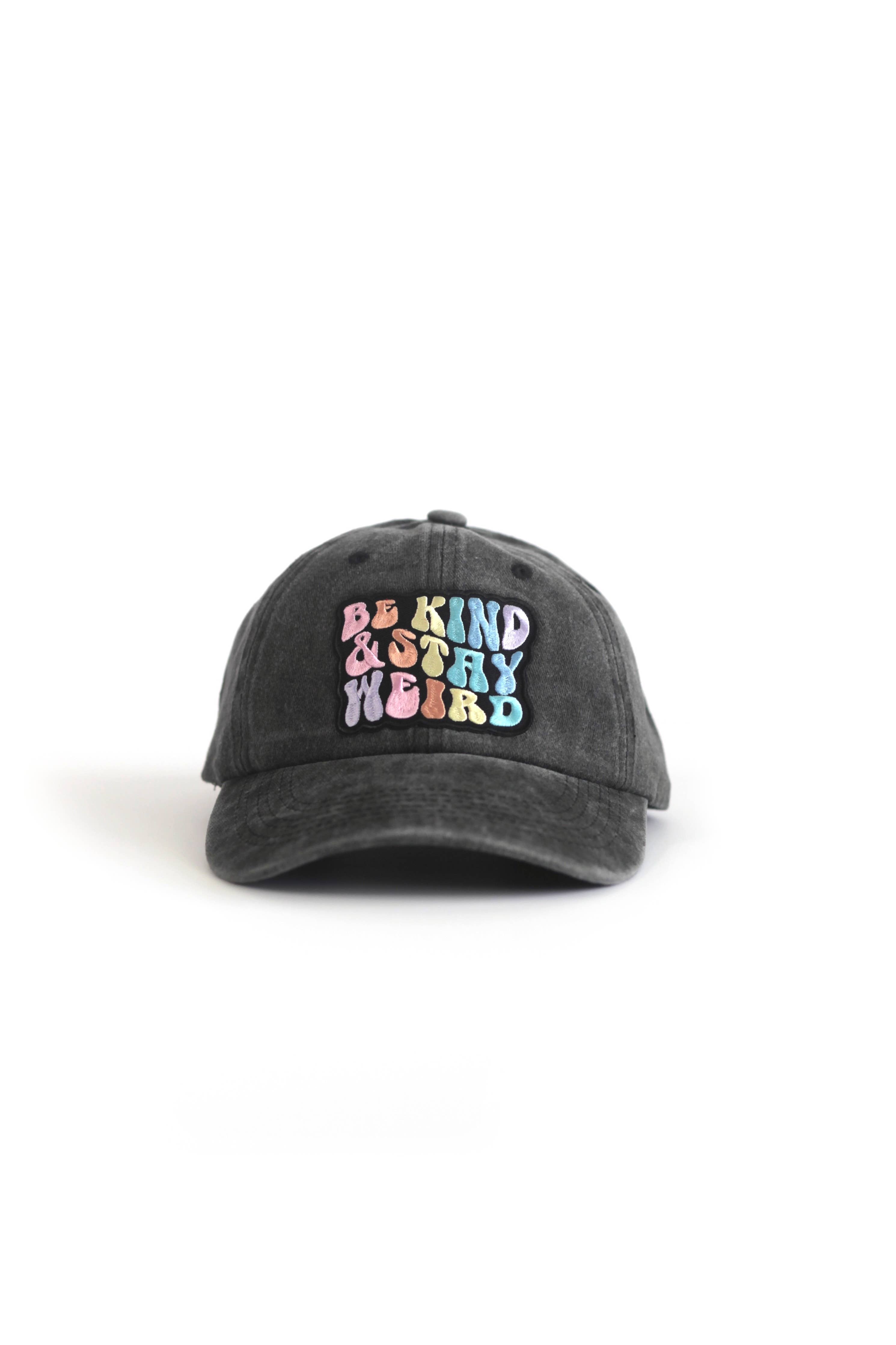 Be Kind and Stay Weird pastel rainbow Patch Baseball hat