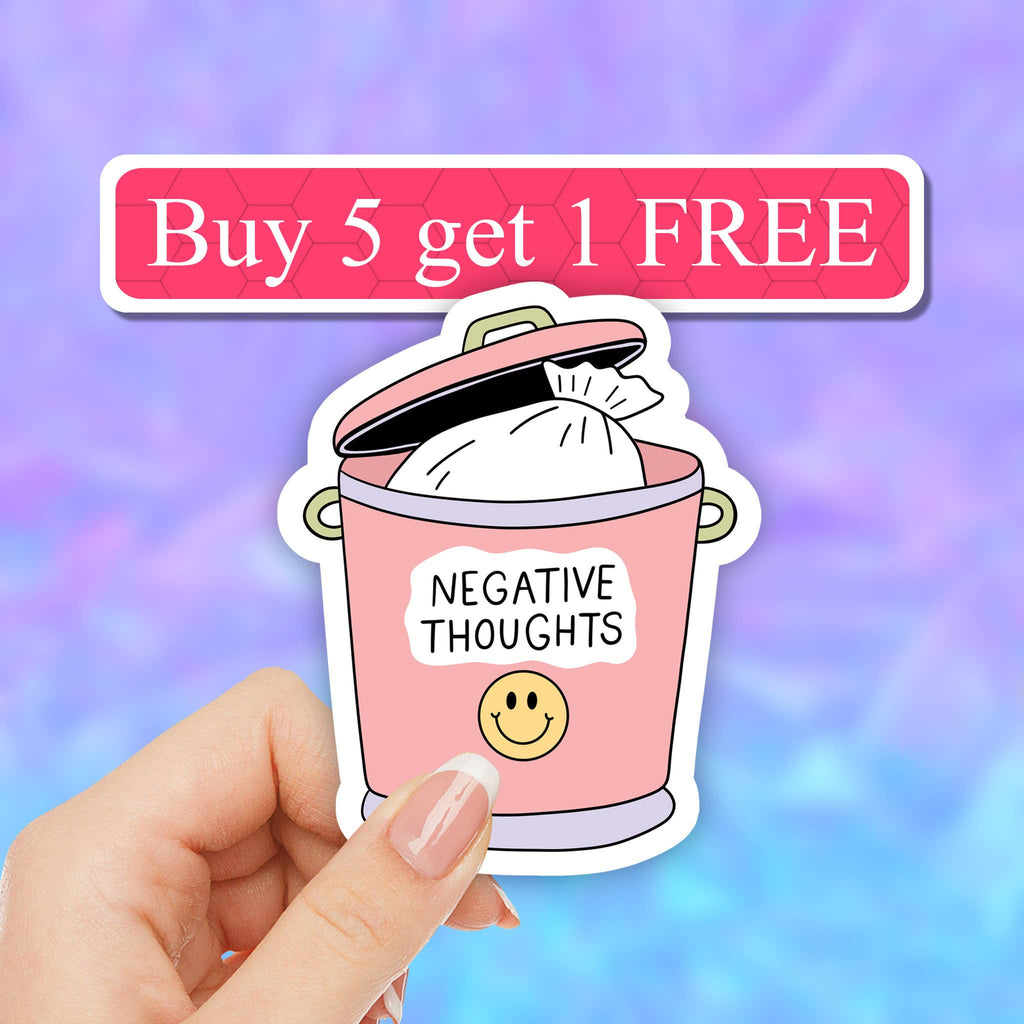 Negative thoughts trash can Motivational Sticker, Positive