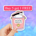 Negative thoughts trash can Motivational Sticker, Positive