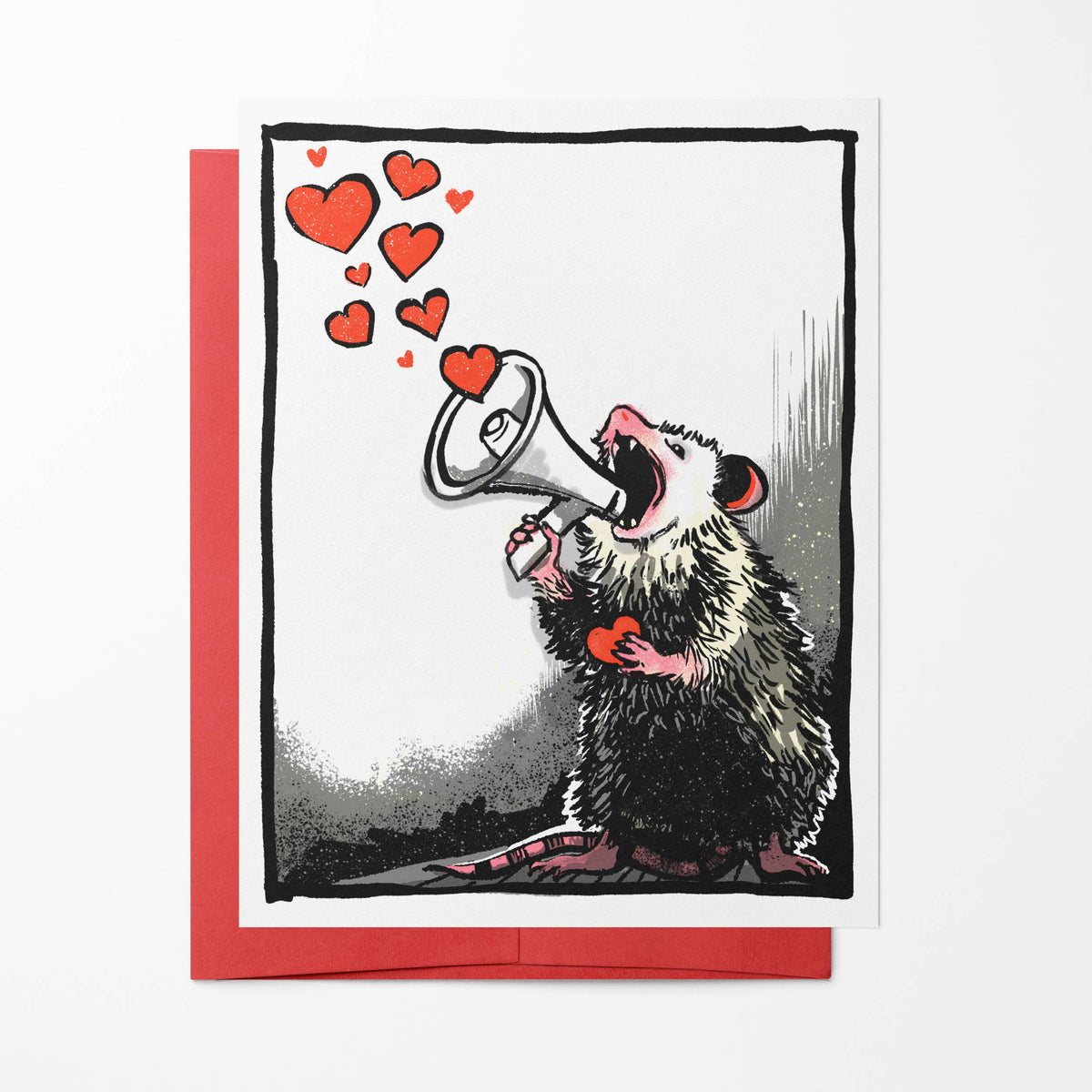 My Love is Loud – Screaming Opossum Valentine Card