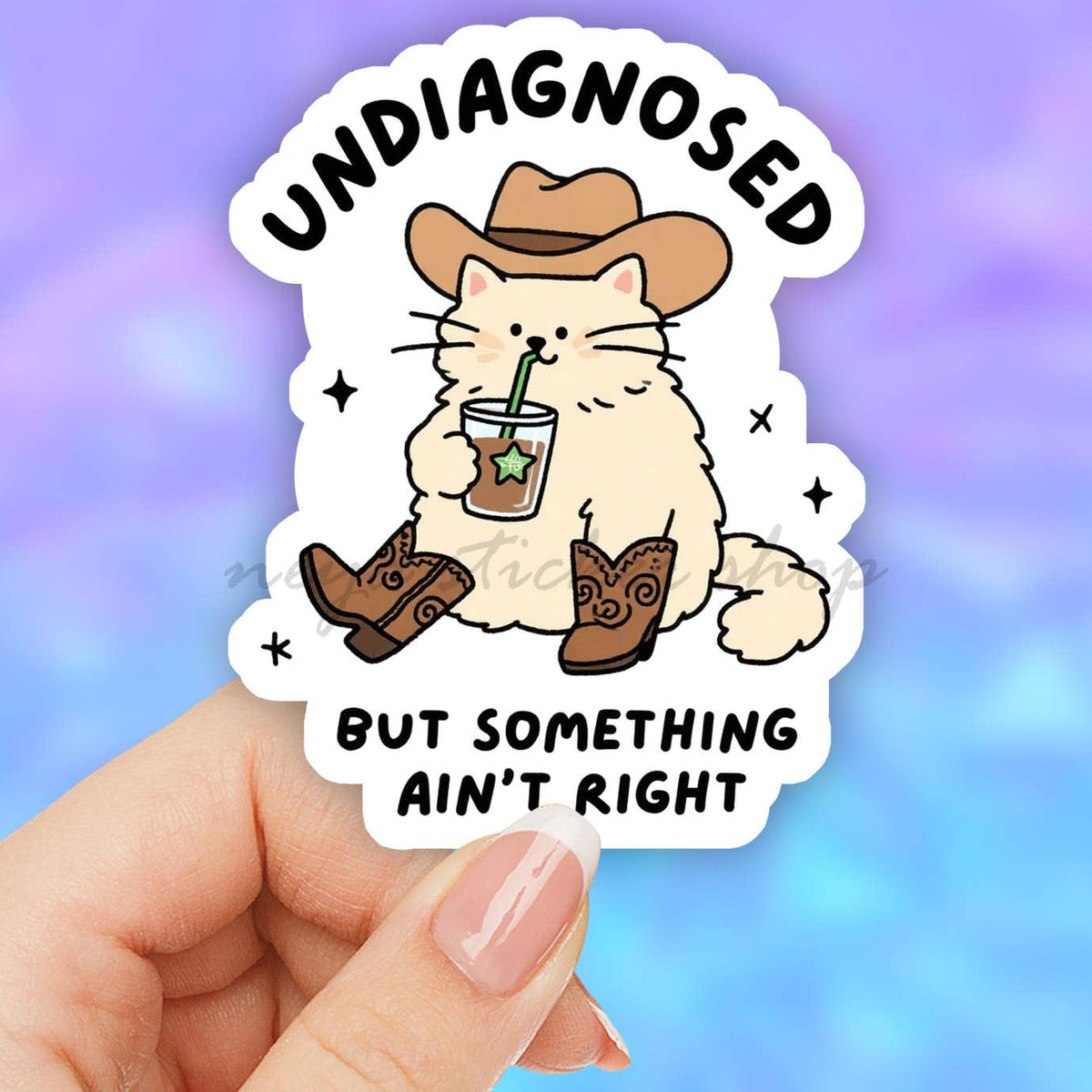 Undiagnosed but something ain't right cat coffee sticker