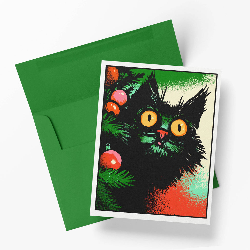 Oh Holy Night – Funny Christmas Black Cat Notecard