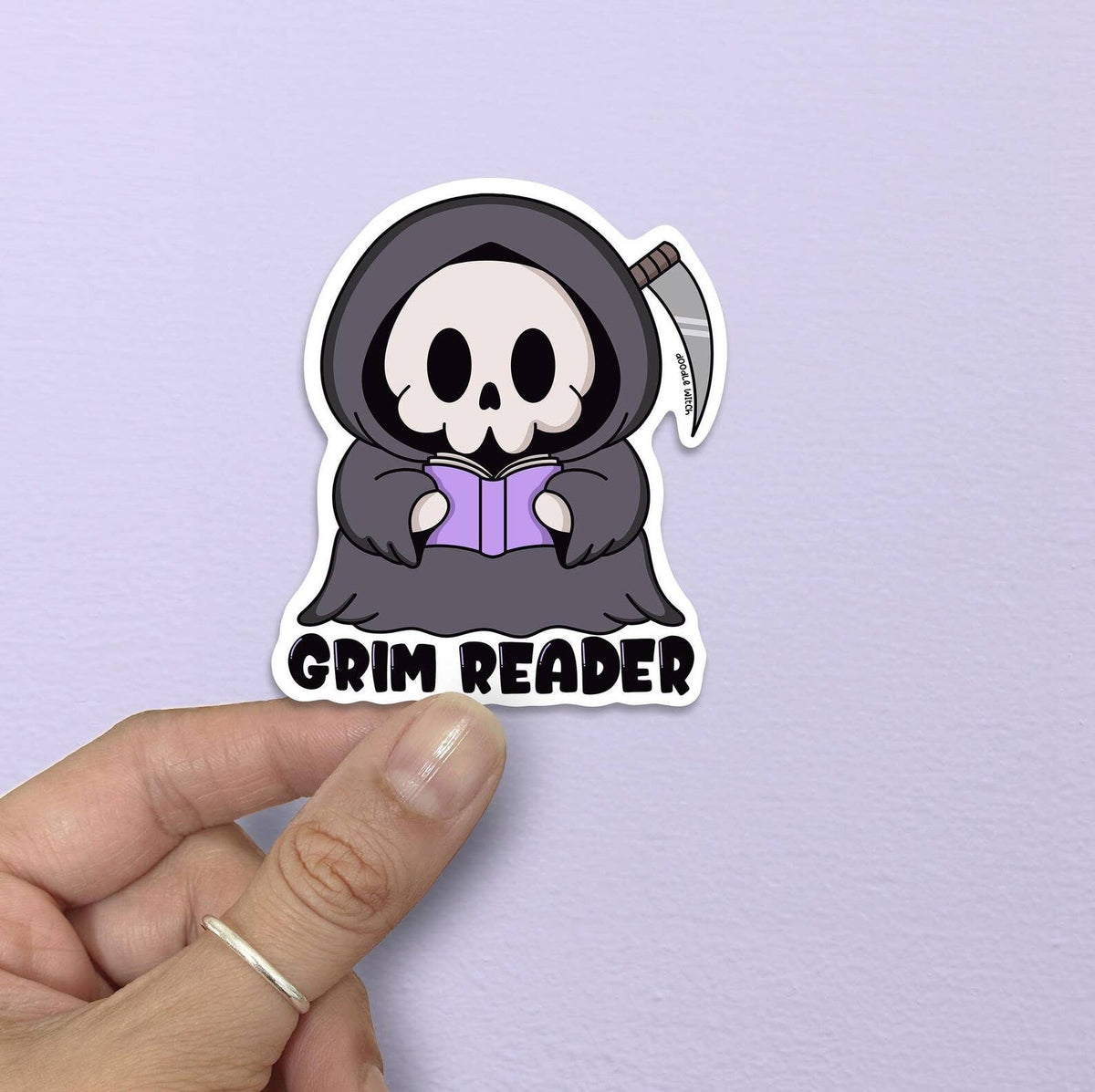 Grim Reader Reaper Reading Spooky Sticker