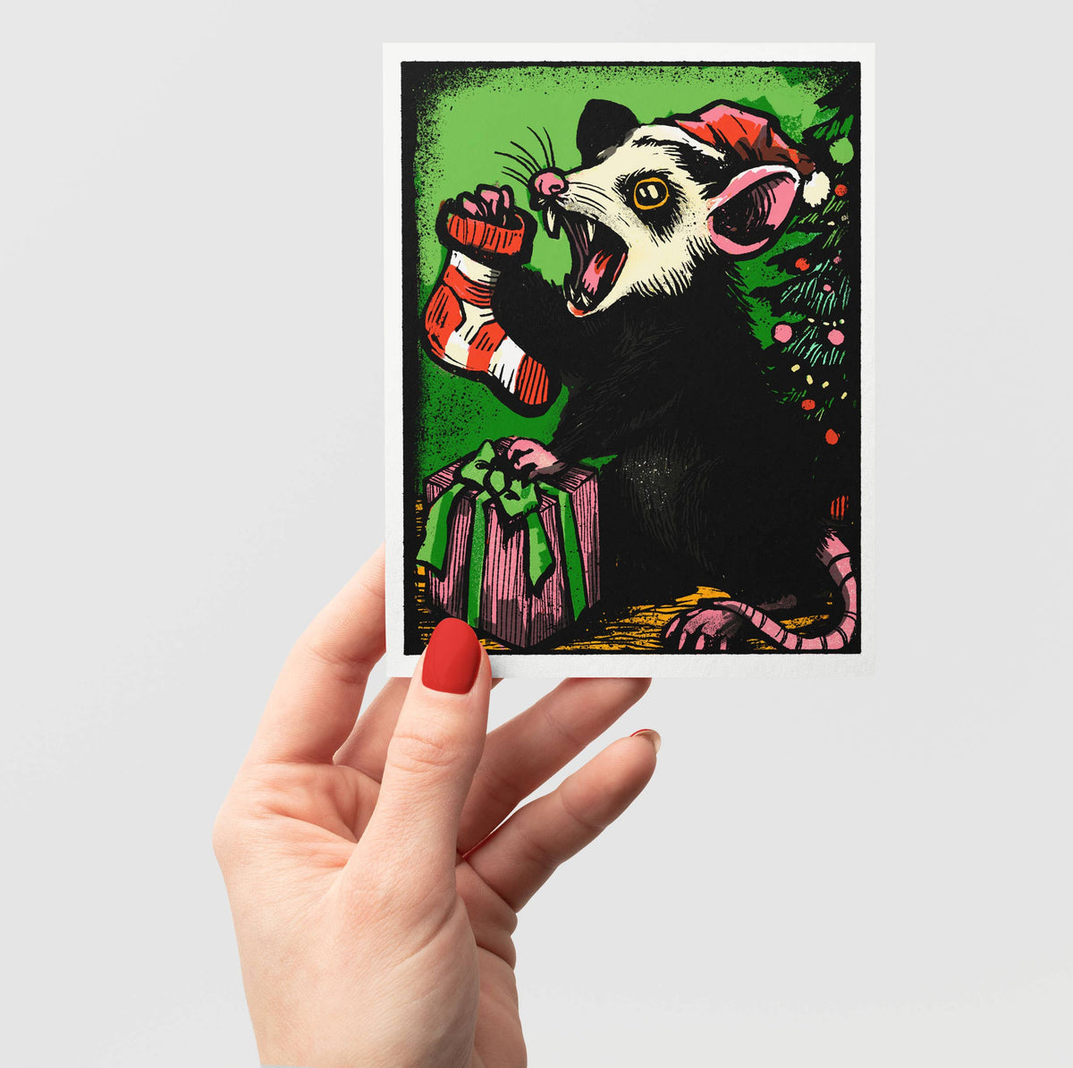 Seasons Screechings – Funny Christmas Possum Notecard